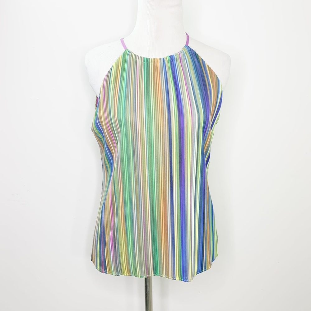 Drew Anthro Alina Sleeveless Top Rainbow Striped - Picture 1 of 11